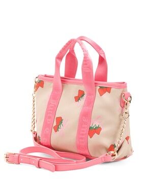 Juicy Couture Pink Strawberry Print Tote with Gold Chain Strap